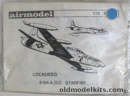 Airmodel 1/72 Lockheed F-94A / F-94B / F-94C Starfire - Bagged, 157 plastic model kit